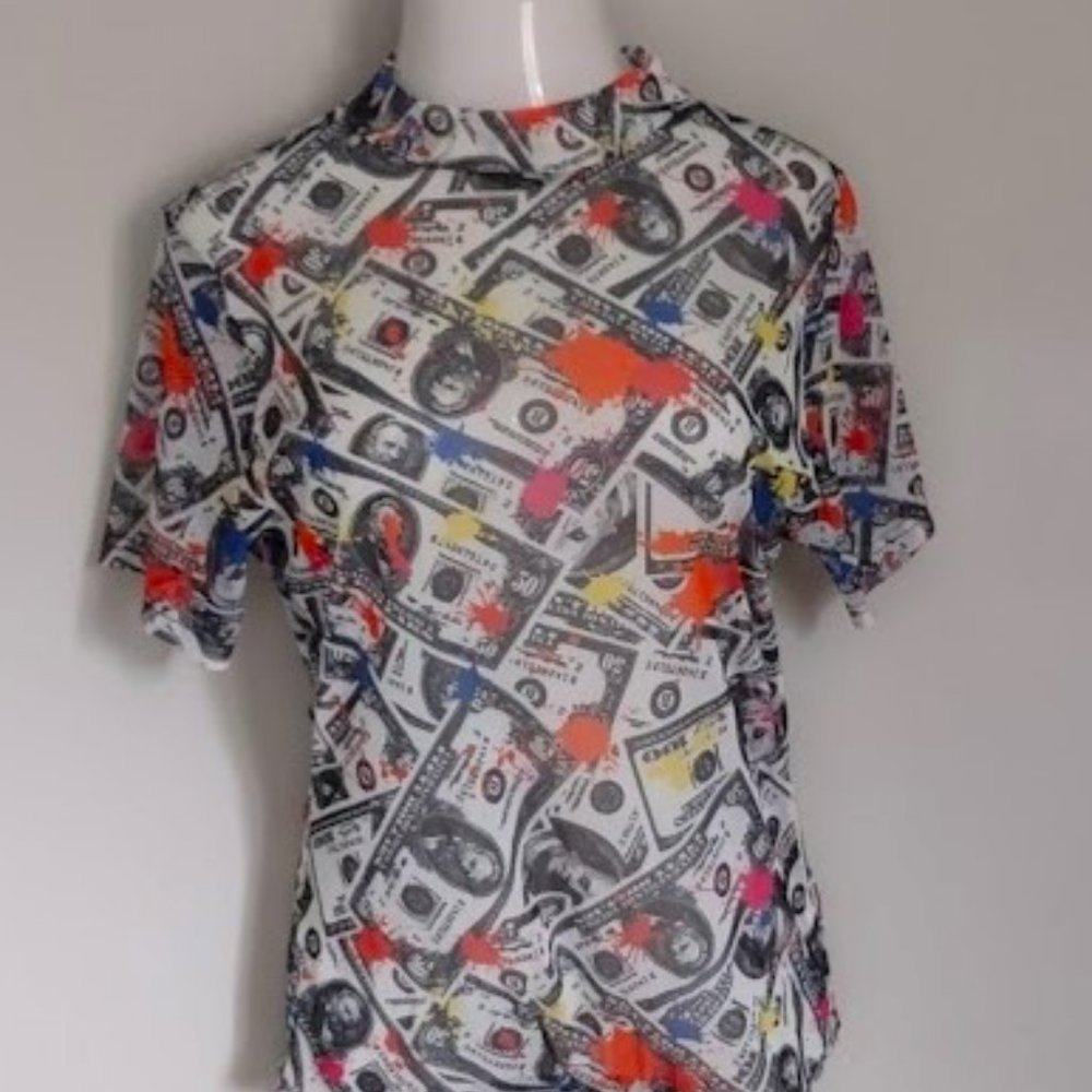 Mega Wear Dollar Bill Paint Splotch Abstract Bodysuit Clubwear Festival 3X